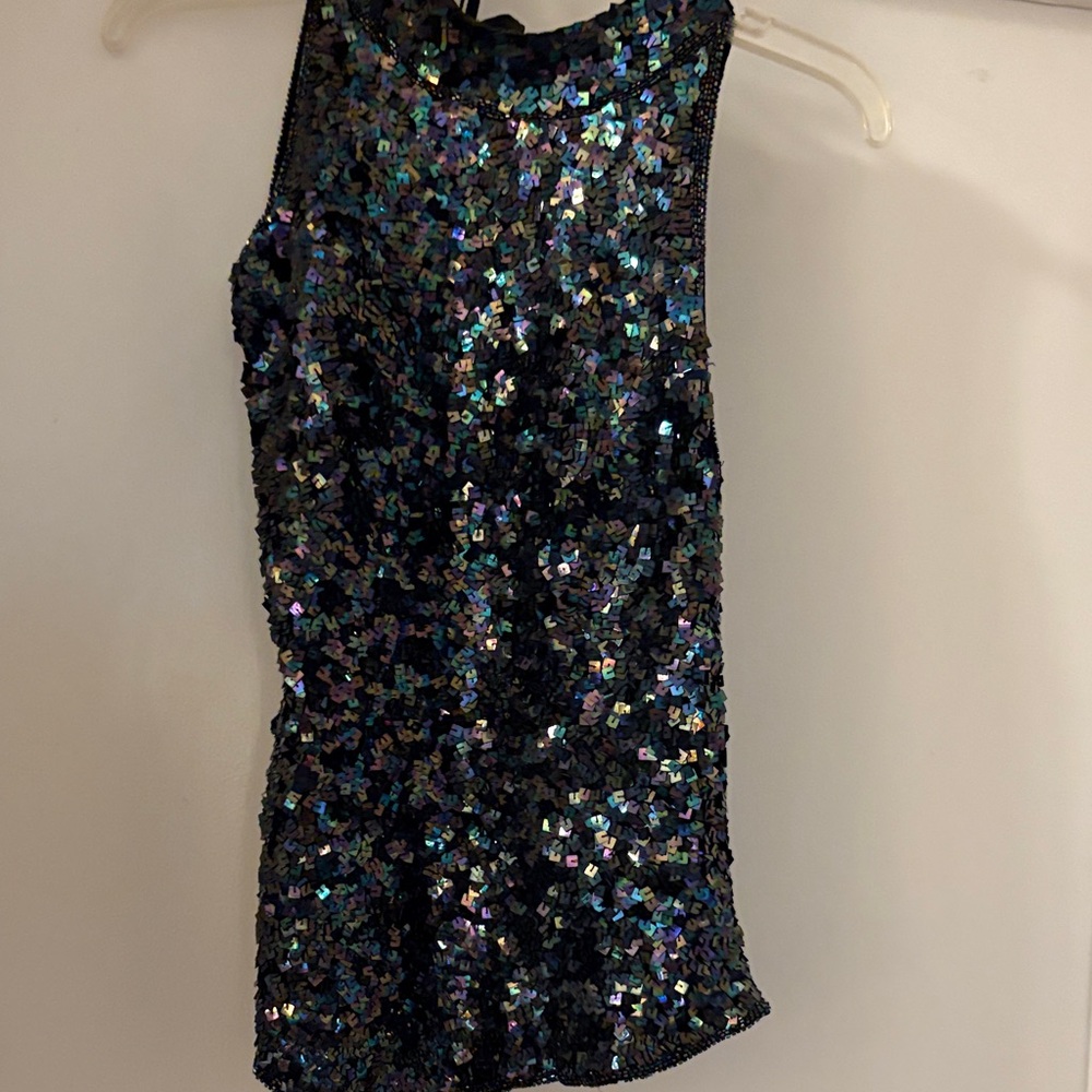 Elegant Black Sequin Sleeveless Top